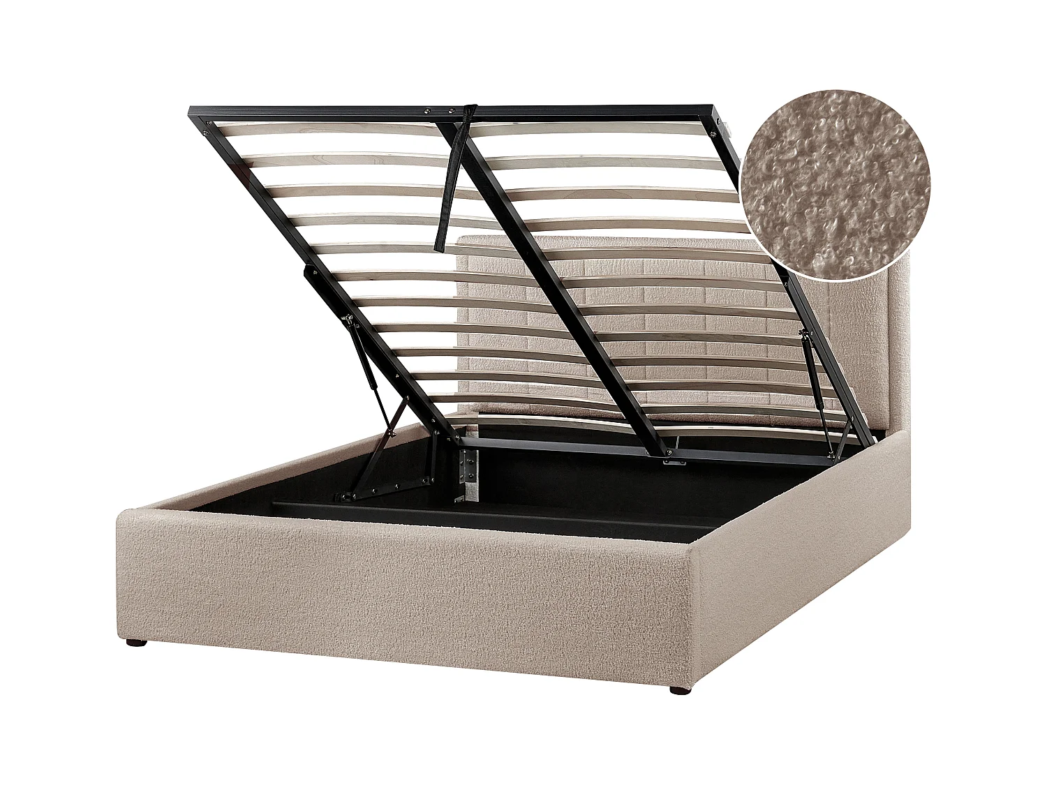 Bed met opbergruimte Bouclé MONTLAUR 140 x 200 cm Taupe