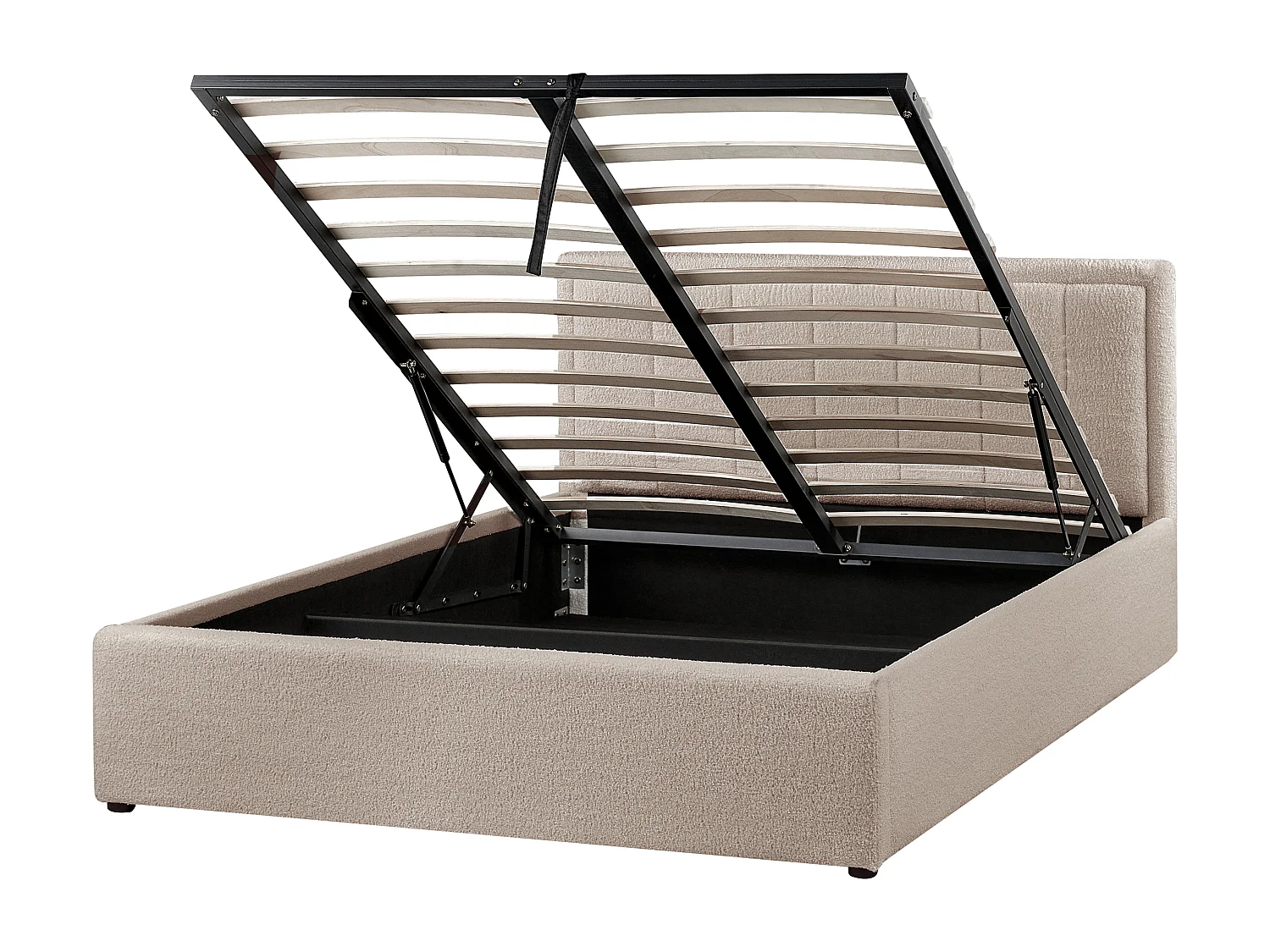 Lit ottoman Bouclé MONTLAUR 140 x 200 cm Taupe