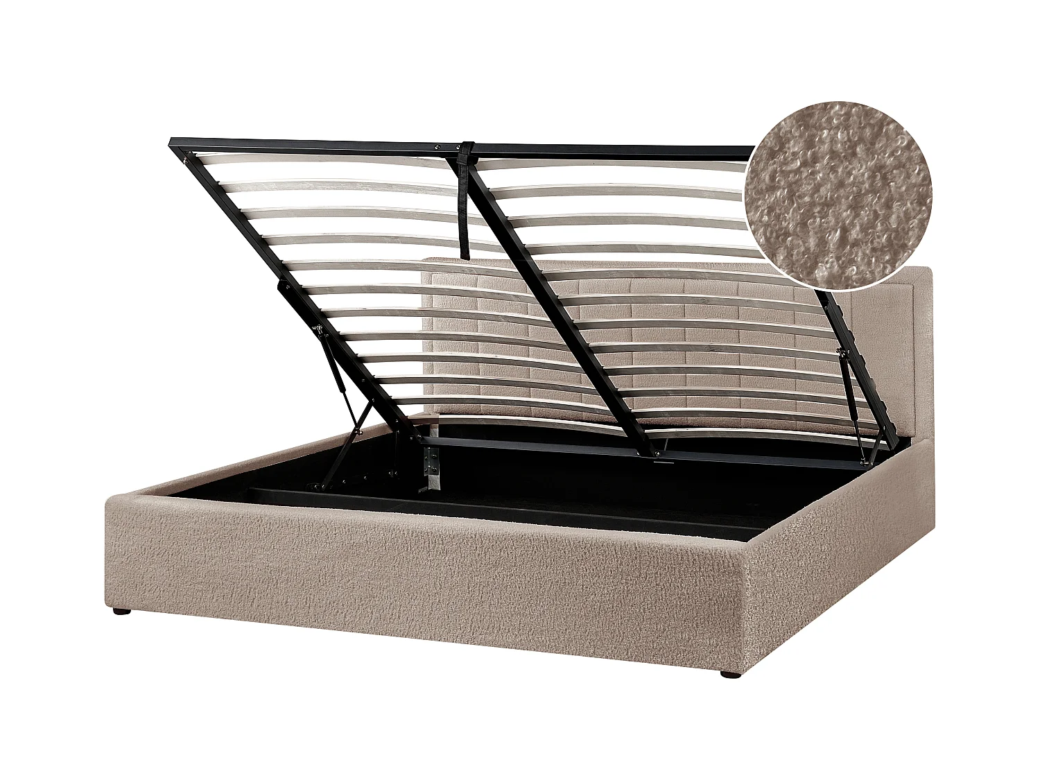 Bett mit Stauraum Bouclé MONTLAUR 180 x 200 cm Taupe