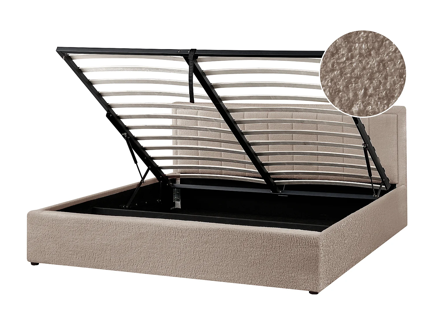 Lit ottoman Bouclé MONTLAUR 180 x 200 cm Taupe