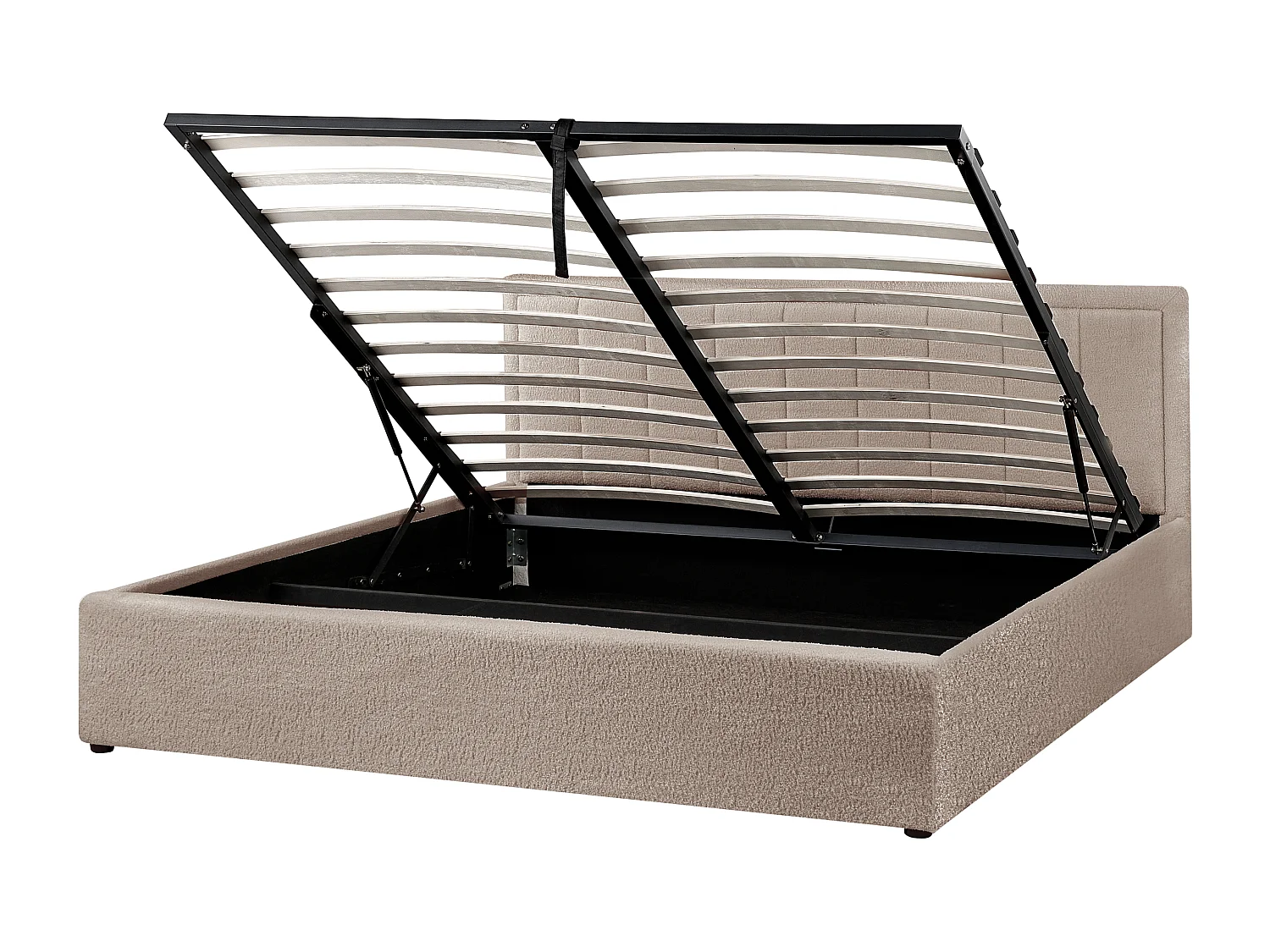 Lit ottoman Bouclé MONTLAUR 180 x 200 cm Taupe