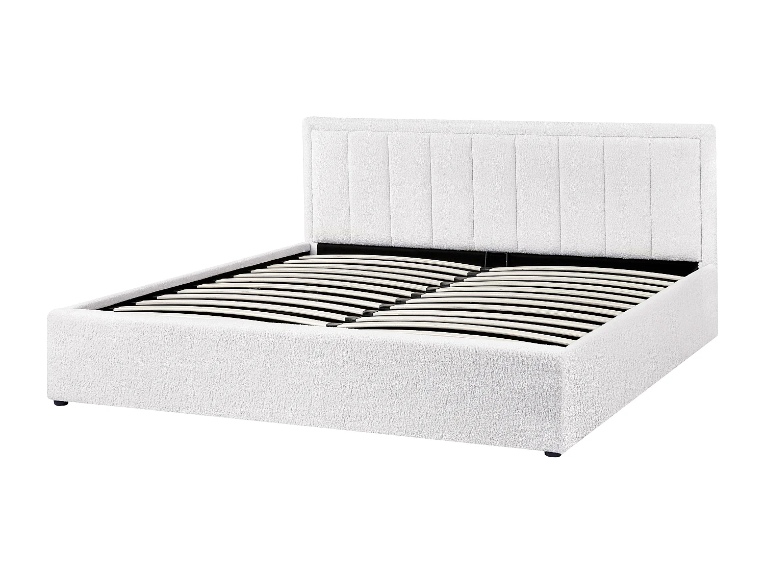 Letto con ottomano Bouclé MONTLAUR 180 x 200 cm Bianco