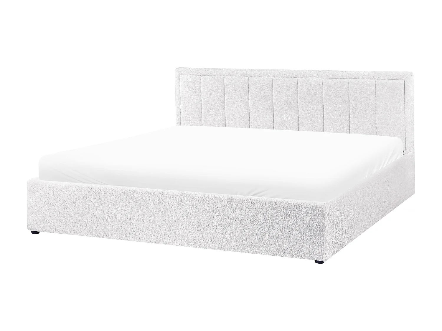 Letto con ottomano Bouclé MONTLAUR 180 x 200 cm Bianco
