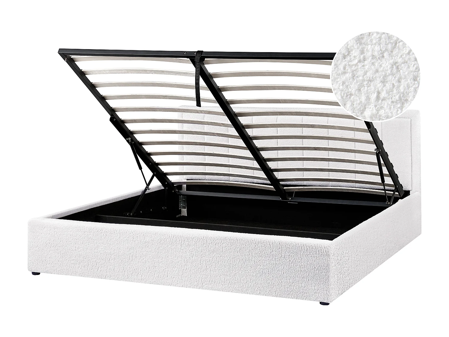 Lit ottoman Bouclé MONTLAUR 180 x 200 cm Blanc