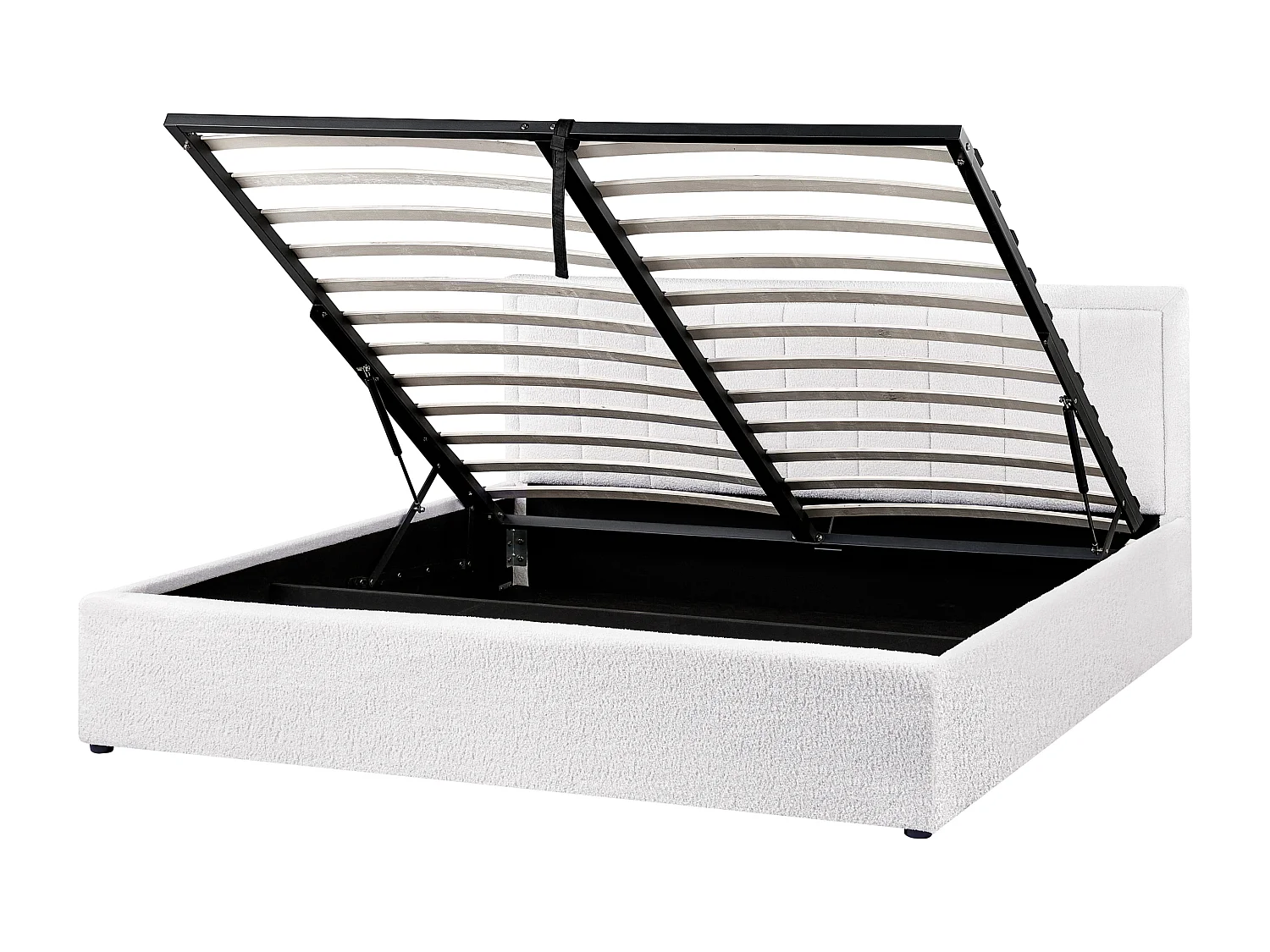 Lit ottoman Bouclé MONTLAUR 180 x 200 cm Blanc