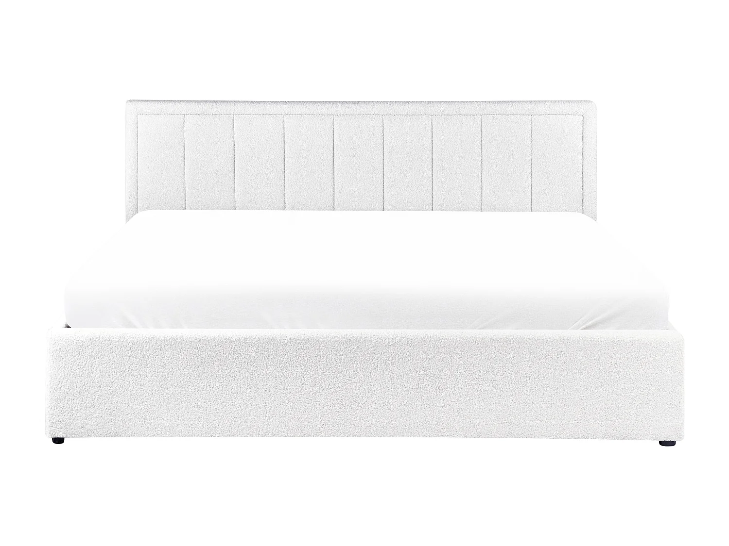 Lit ottoman Bouclé MONTLAUR 180 x 200 cm Blanc