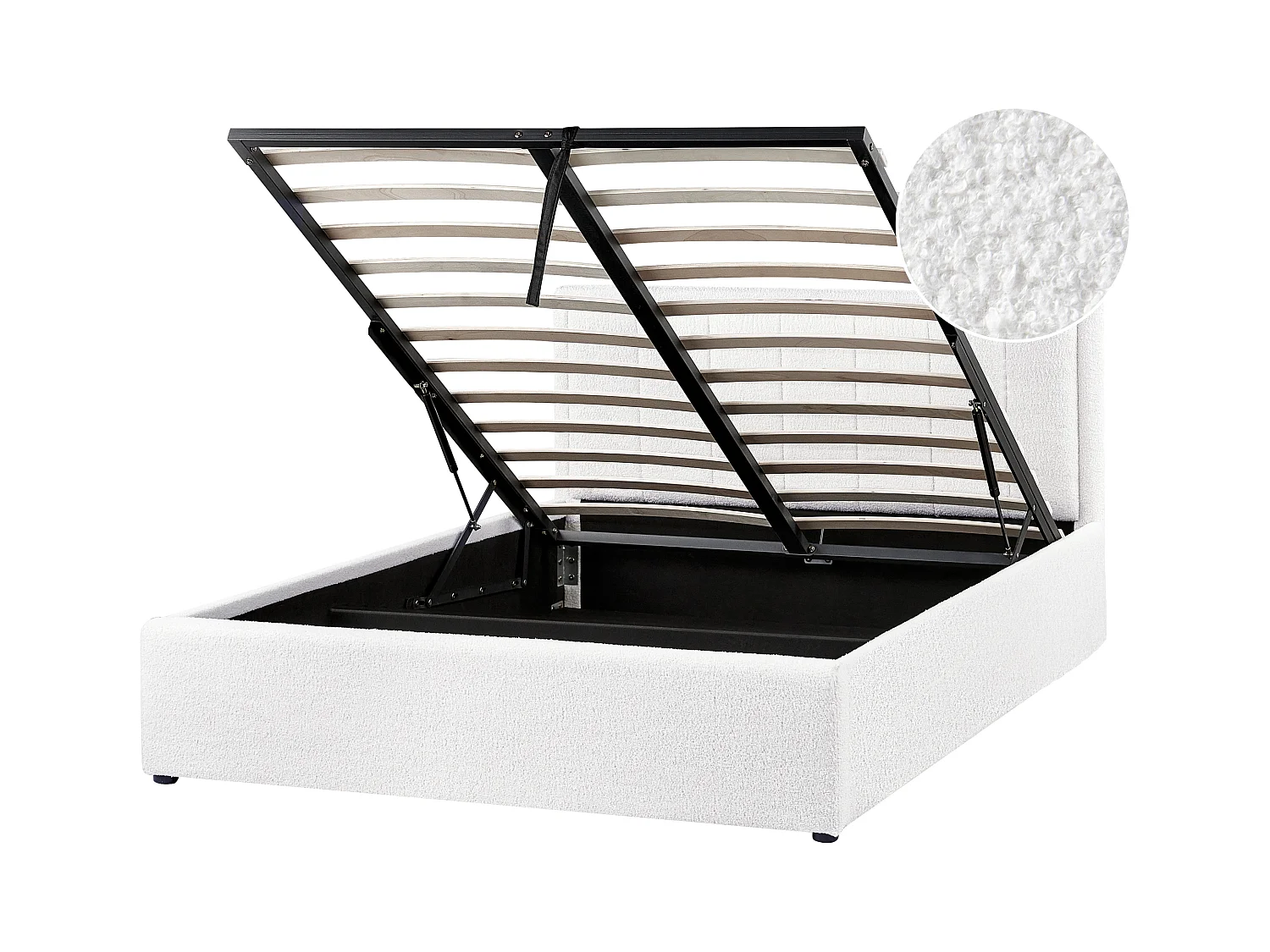 Bed met opbergruimte Bouclé MONTLAUR 140 x 200 cm Wit