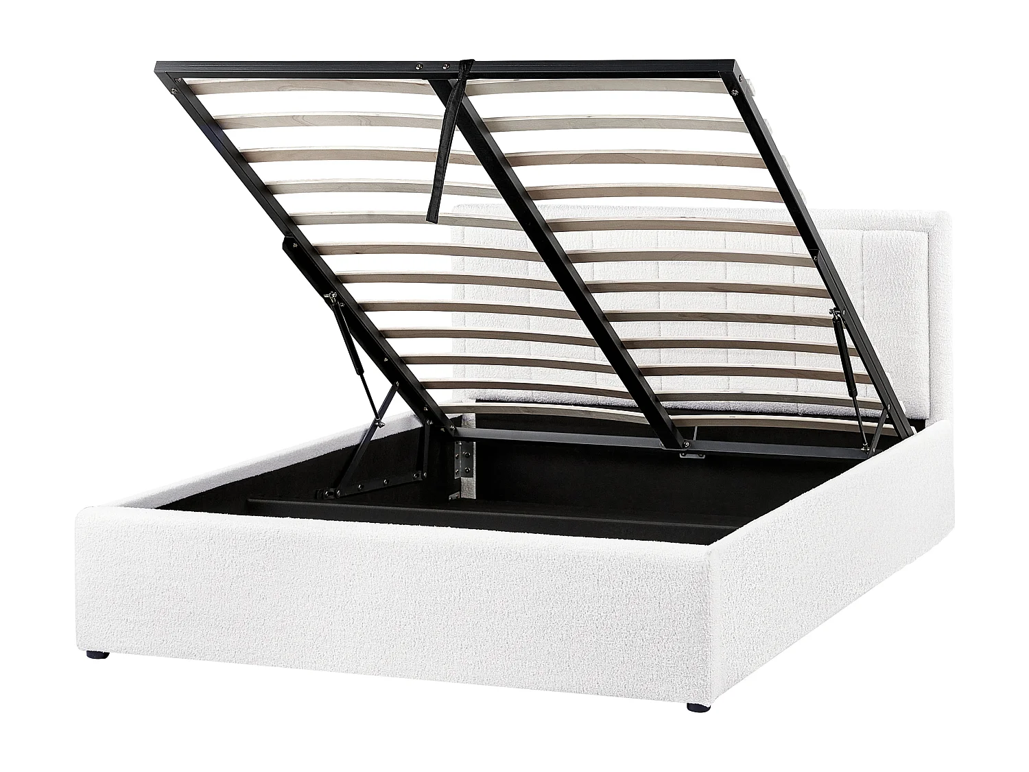 Lit ottoman Bouclé MONTLAUR 140 x 200 cm Blanc