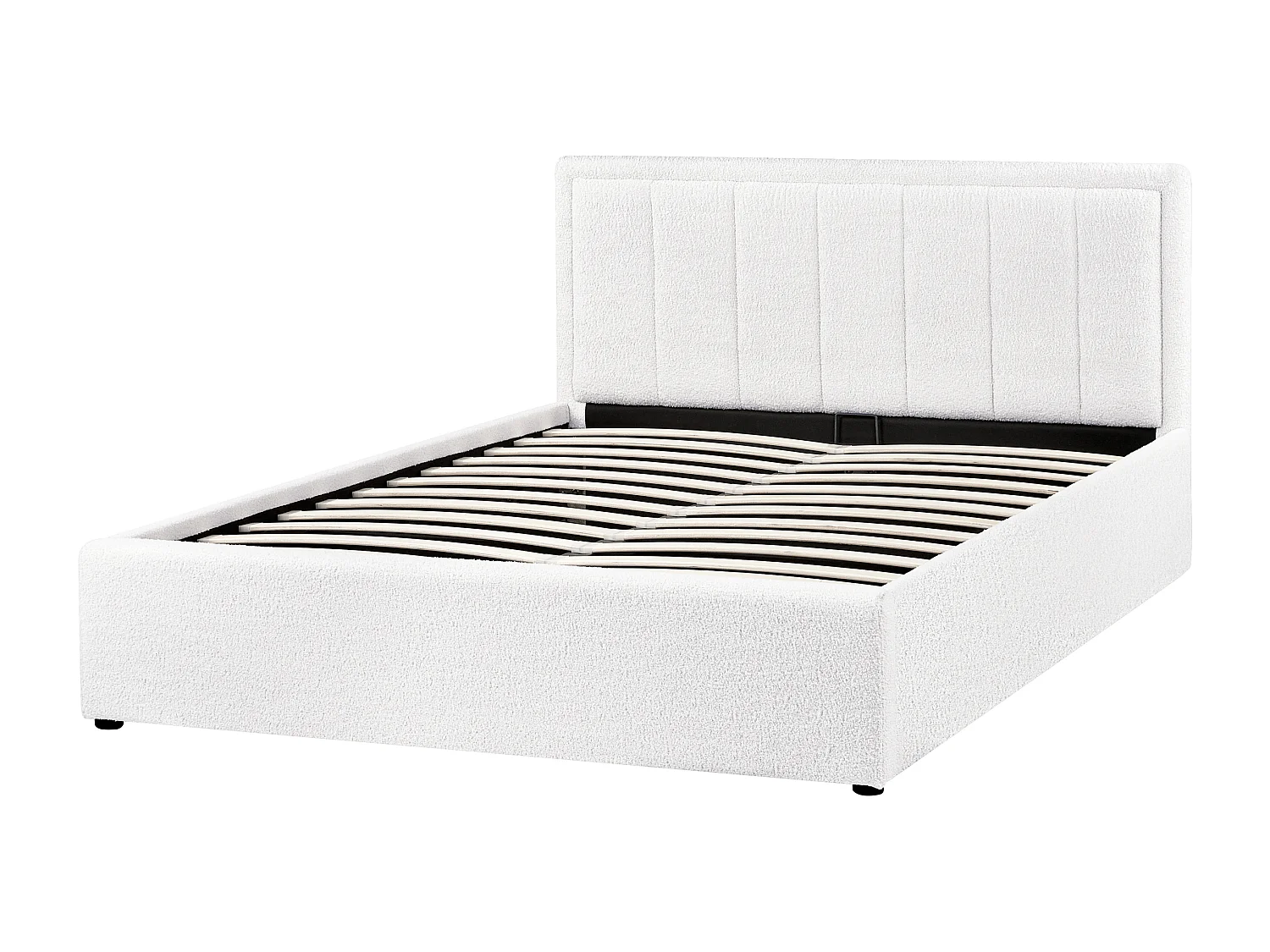 Lit ottoman Bouclé MONTLAUR 140 x 200 cm Blanc
