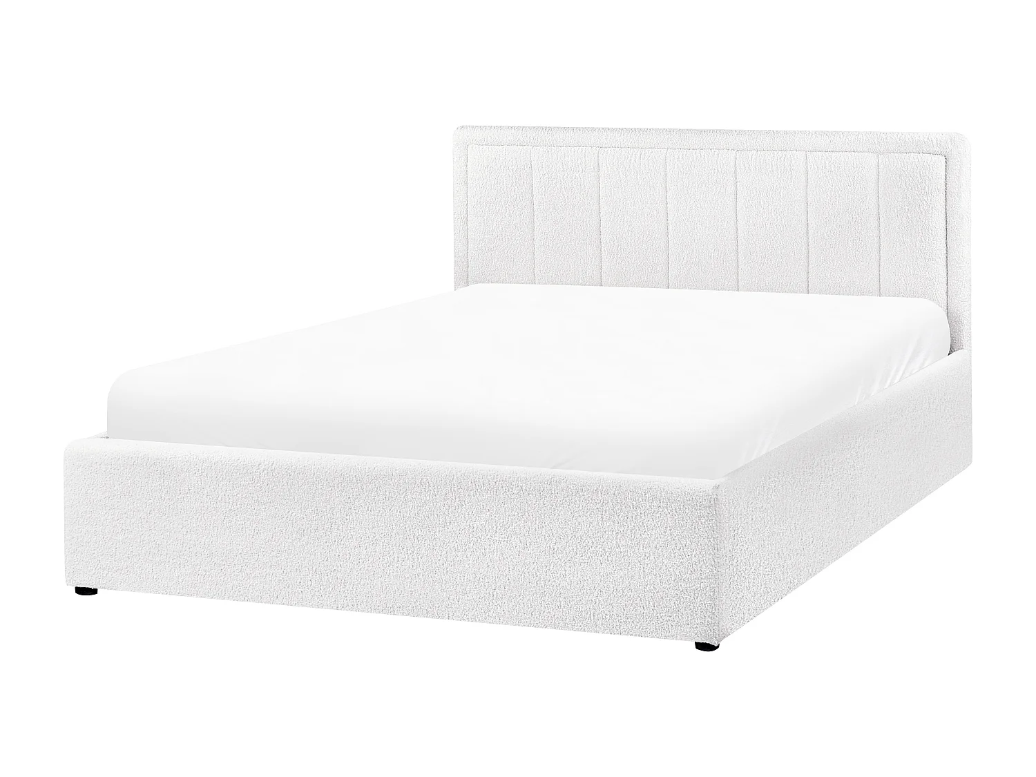 Lit ottoman Bouclé MONTLAUR 140 x 200 cm Blanc