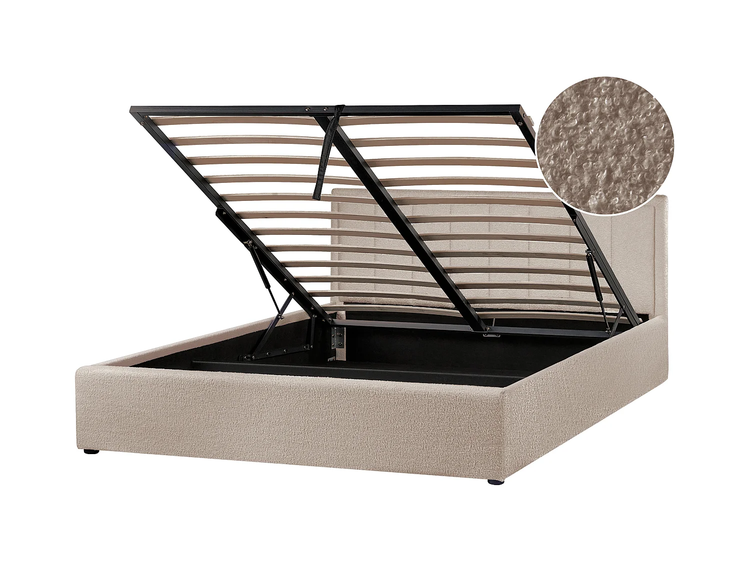 Lit ottoman Bouclé MONTLAUR 160 x 200 cm Taupe
