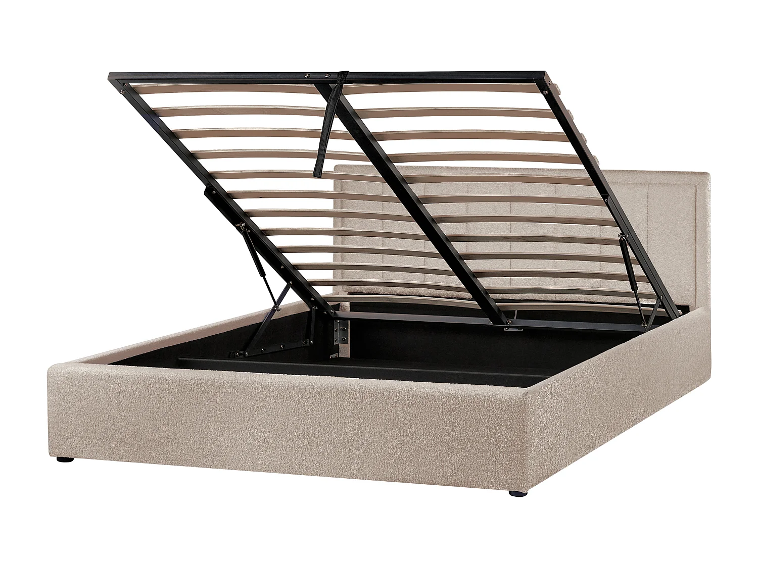 Lit ottoman Bouclé MONTLAUR 160 x 200 cm Taupe