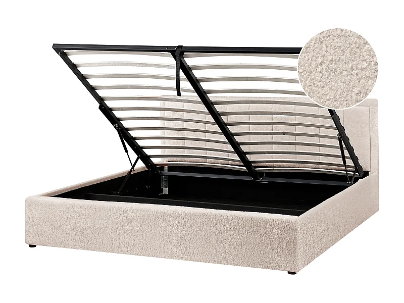 Bett mit Stauraum Bouclé MONTLAUR 180 x 200 cm Beige