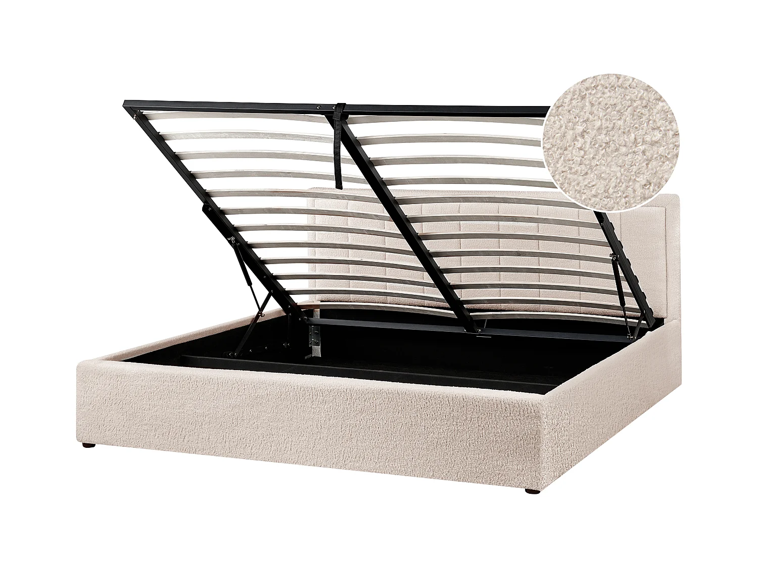 Lit ottoman Bouclé MONTLAUR 180 x 200 cm Beige