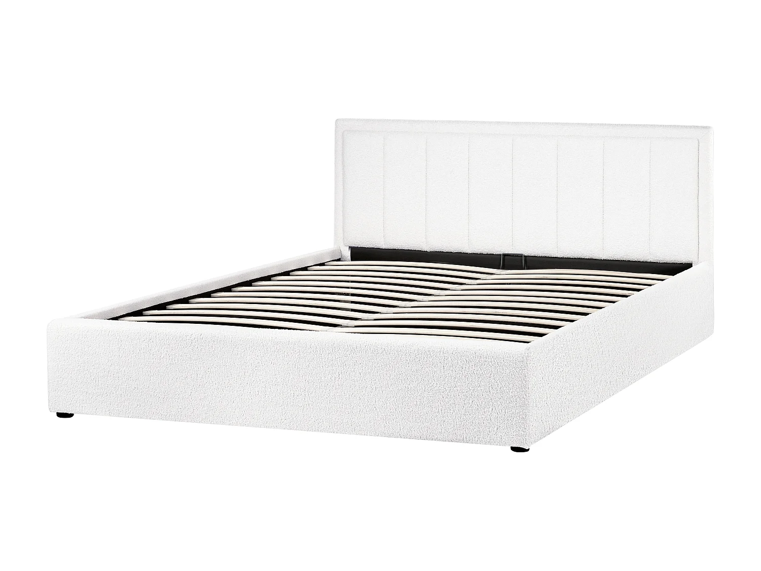 Letto con ottomano Bouclé MONTLAUR 160 x 200 cm Bianco