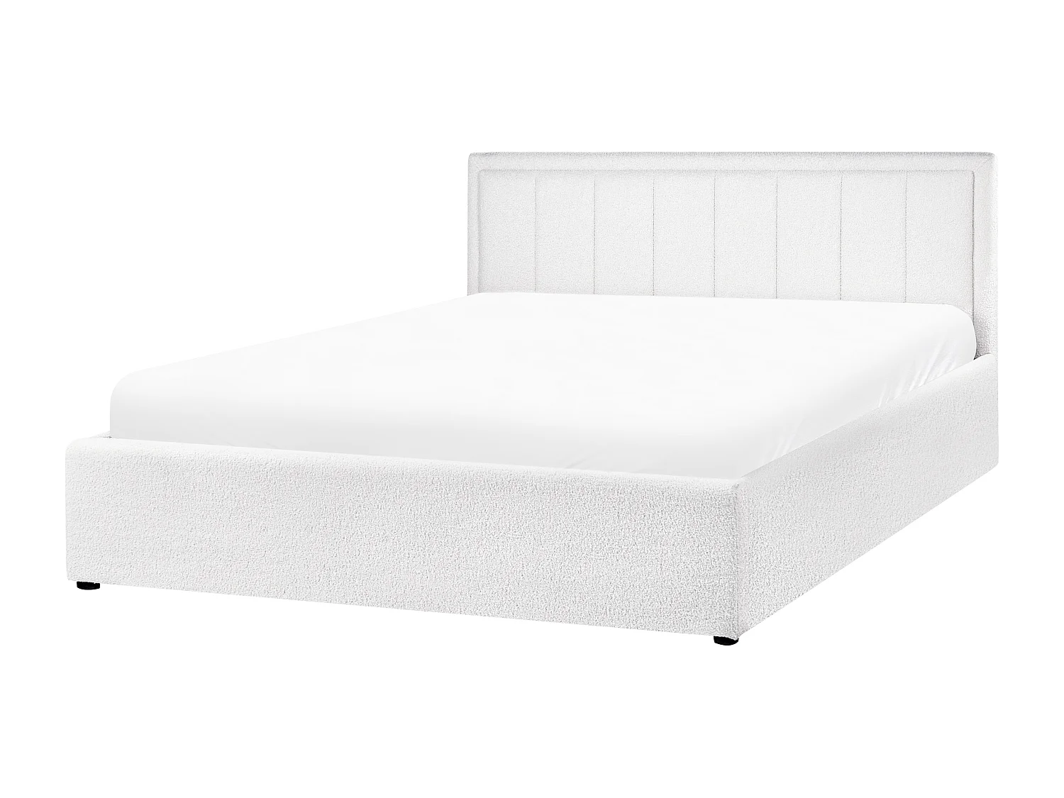 Letto con ottomano Bouclé MONTLAUR 160 x 200 cm Bianco