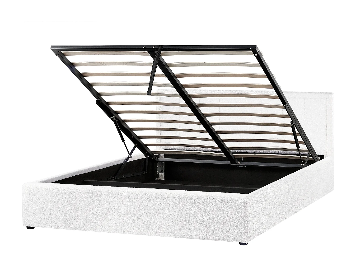 Lit ottoman Bouclé MONTLAUR 160 x 200 cm Blanc