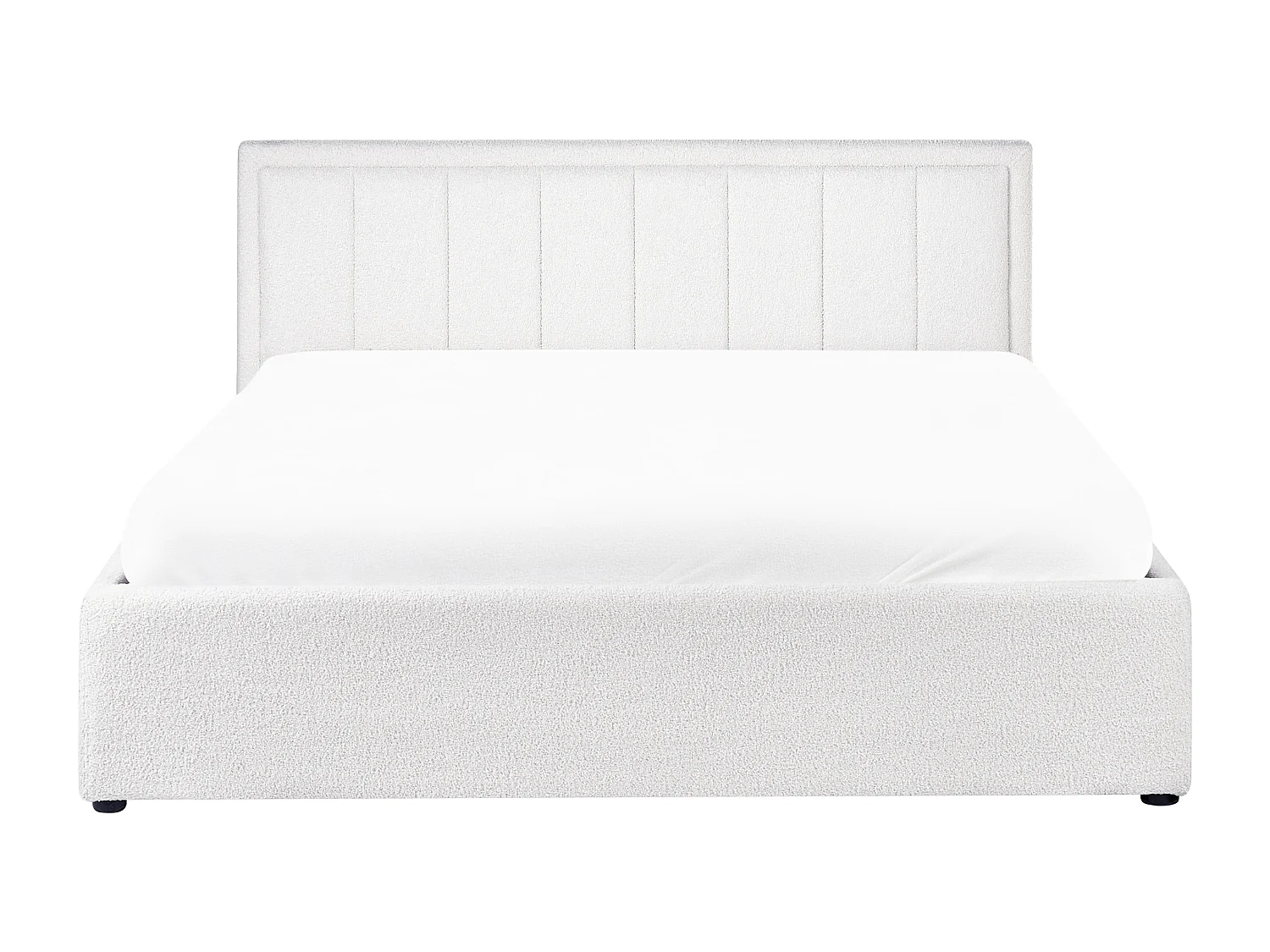 Lit ottoman Bouclé MONTLAUR 160 x 200 cm Blanc