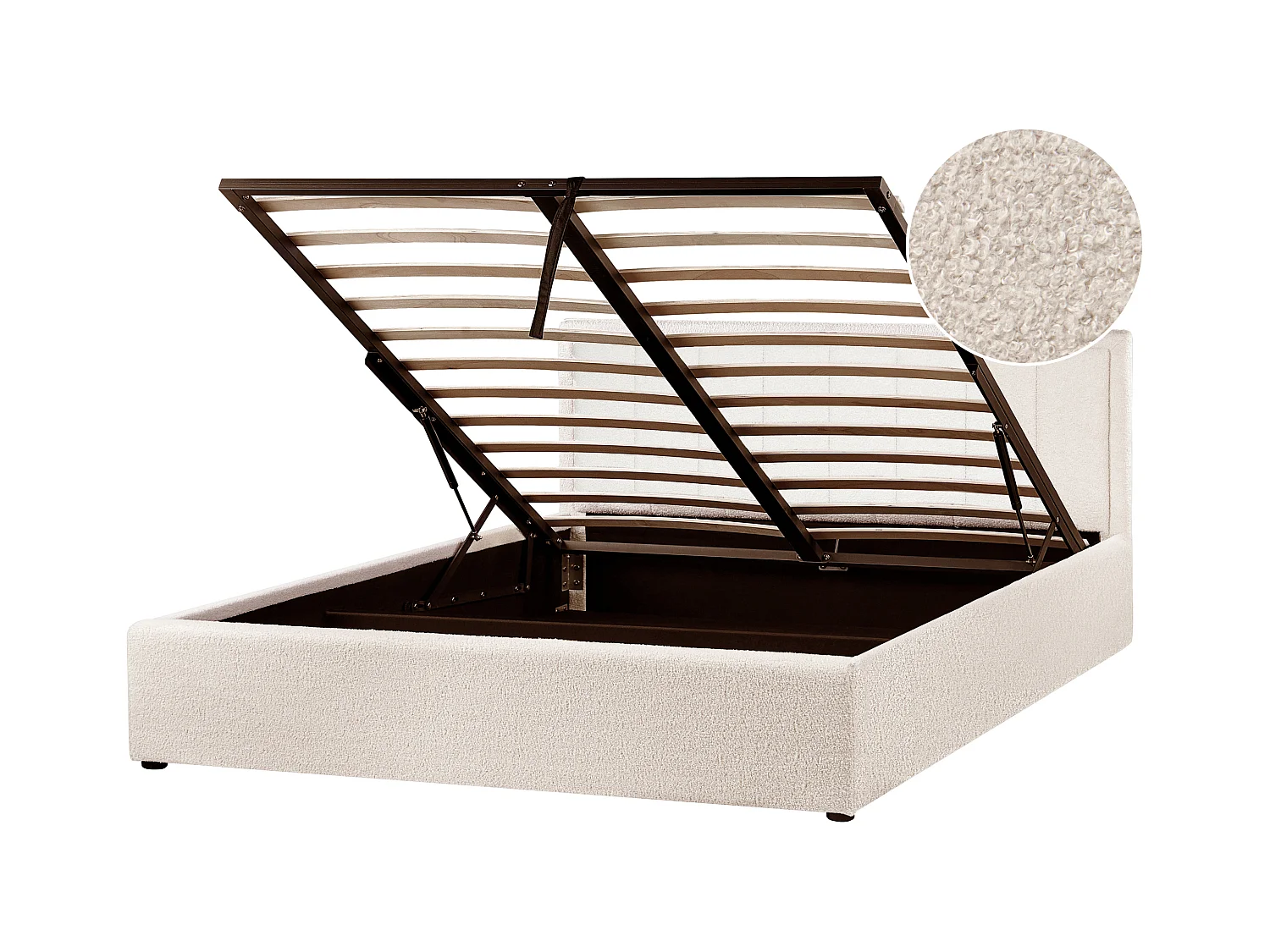 Lit ottoman Bouclé MONTLAUR 160 x 200 cm Beige