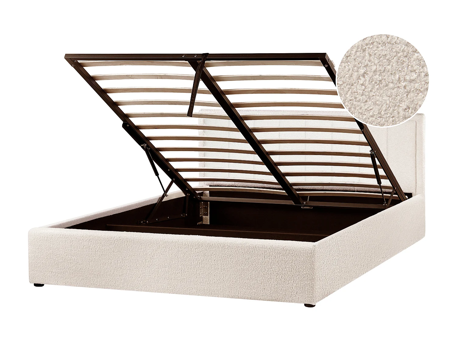 Lit ottoman Bouclé MONTLAUR 160 x 200 cm Beige