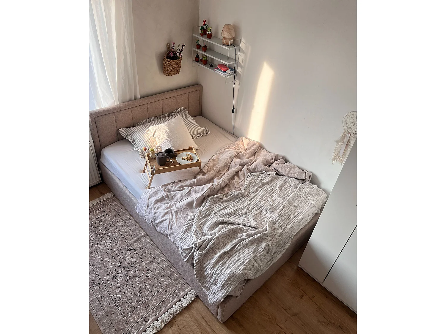 Bed met opbergruimte Bouclé MONTLAUR 140 x 200 cm Beige