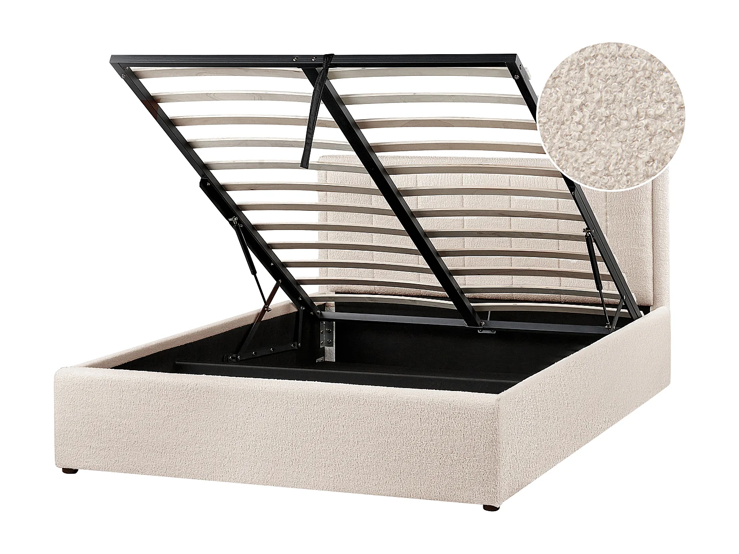 Lit ottoman Bouclé MONTLAUR 140 x 200 cm Beige