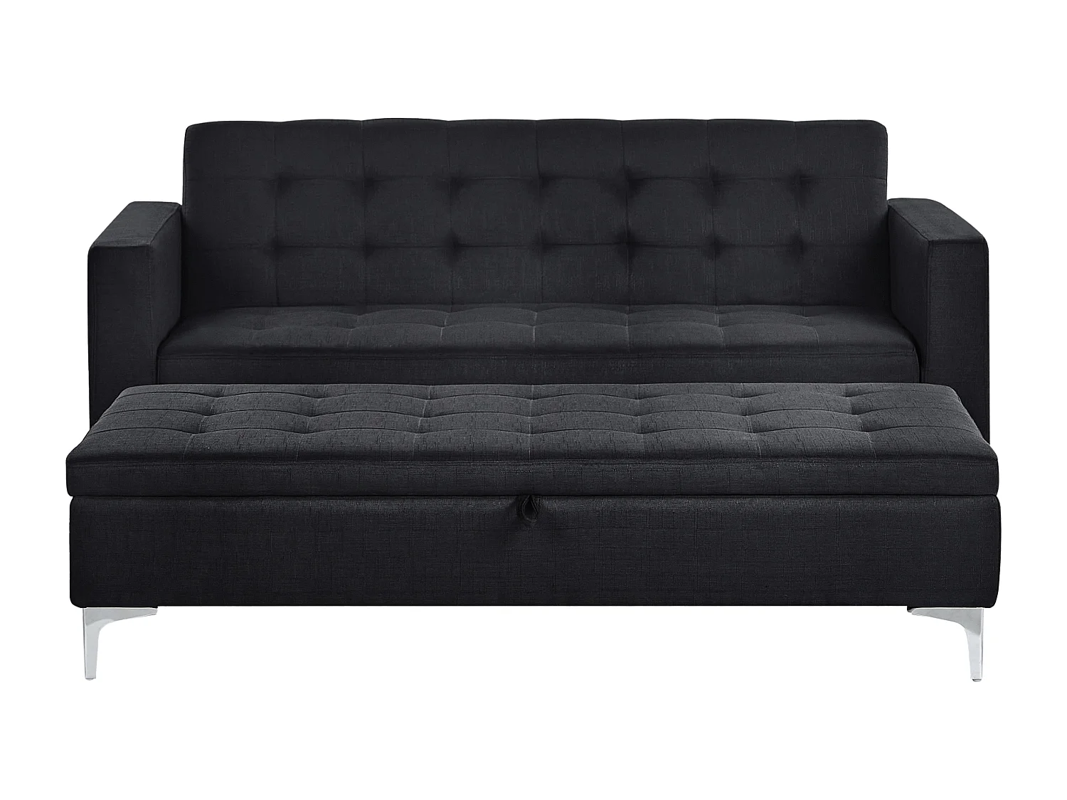 Sofá-cama de 3 lugares com repousa-pés em tecido cinzento grafite ABERDEEN