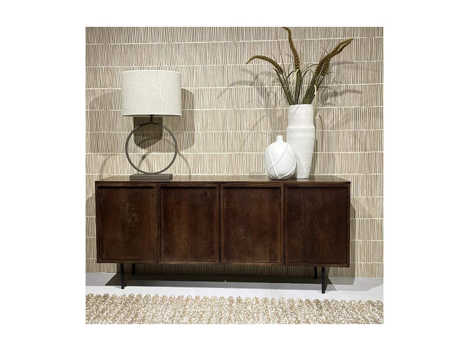 QUADRO-Buffet 4 portes en bois massif brun