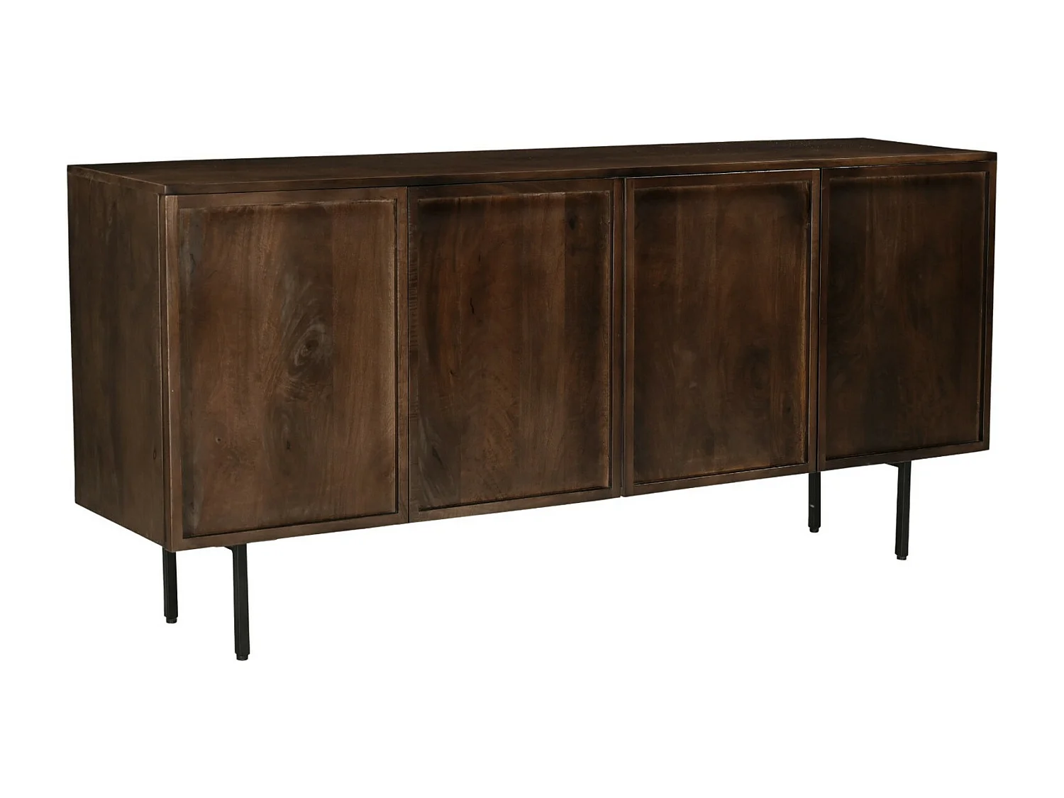 QUADRO-Buffet 4 portes en bois massif brun