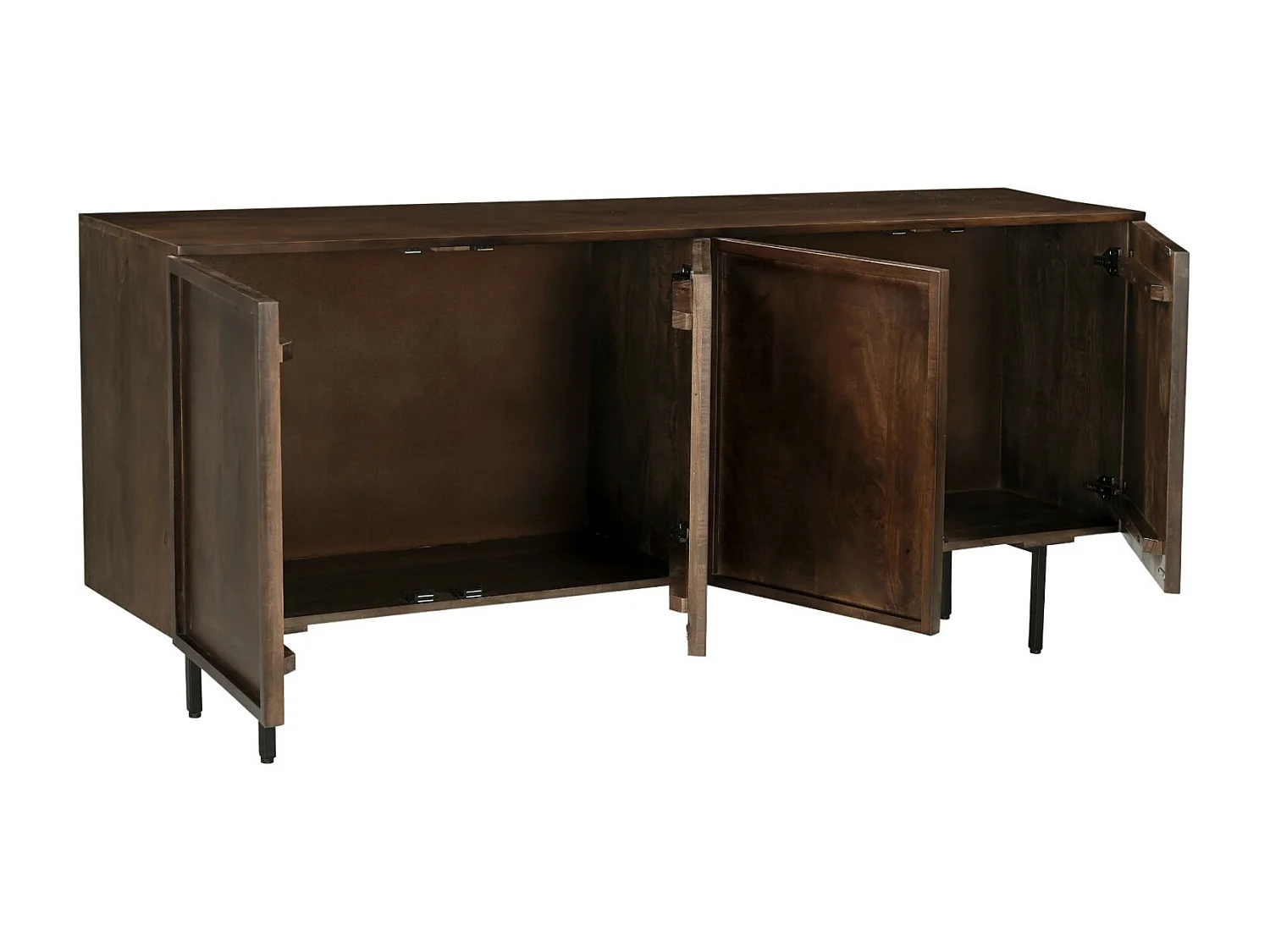 QUADRO-Buffet 4 portes en bois massif brun
