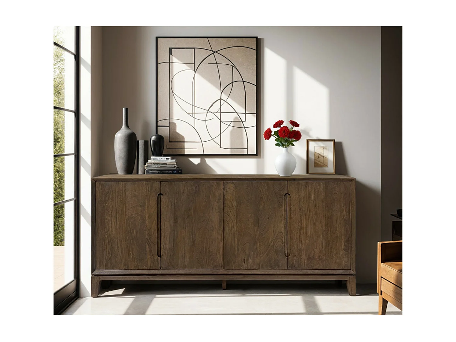 CORTE-Buffet 190 cm en bois massif Brossé