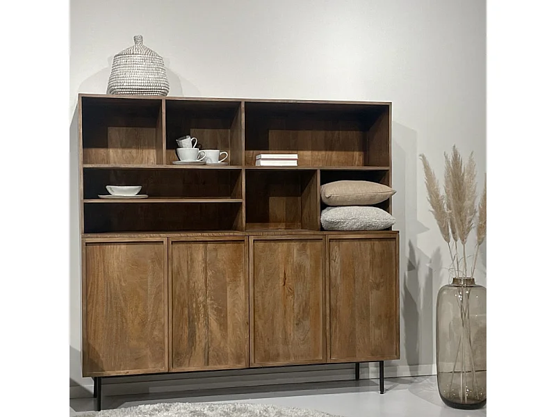 VALLAURIS-Vaisselier 4 portes en bois massif