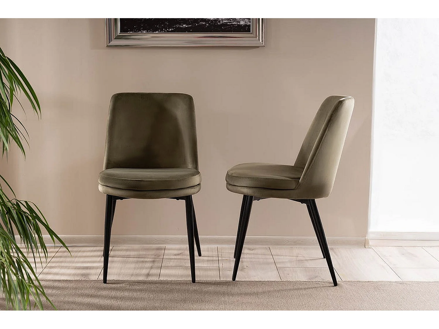 Krzesło tapicerowane KAYLA VELVET oliwkowe