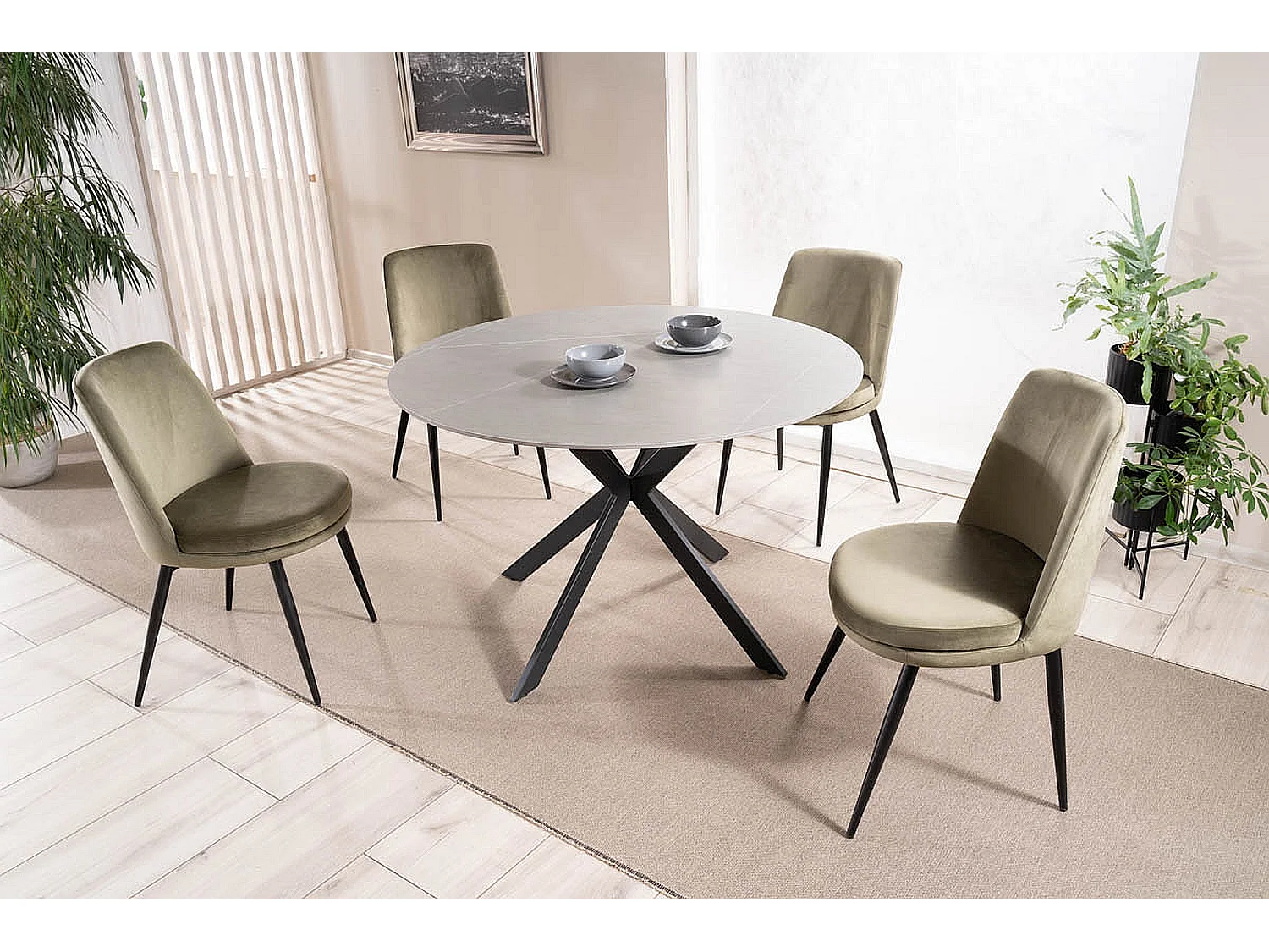 Krzesło tapicerowane KAYLA VELVET oliwkowe