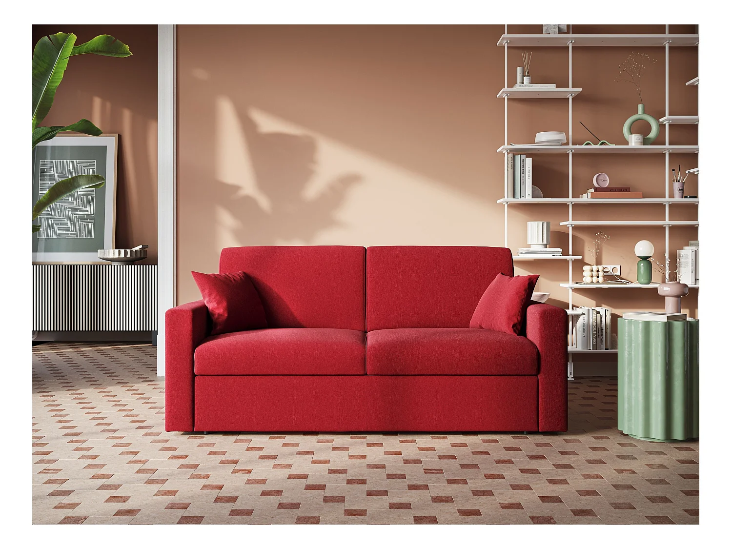 Kansas Schlafsofa mit 20 cm hohen Matratze aus wasserfestem Baumwollmischgewebe T13 212 cm (mat. 160x197) beige