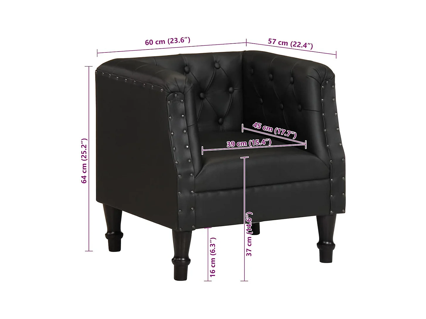 Fauteuil Noir Cuir véritable