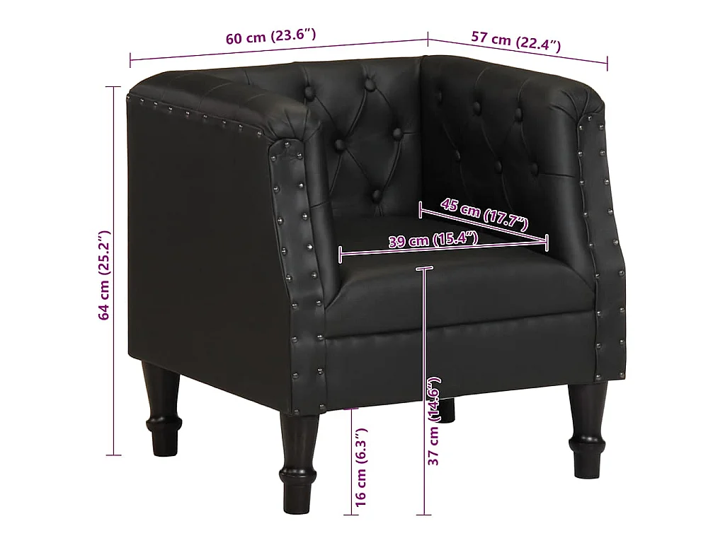 Fauteuil Noir Cuir véritable