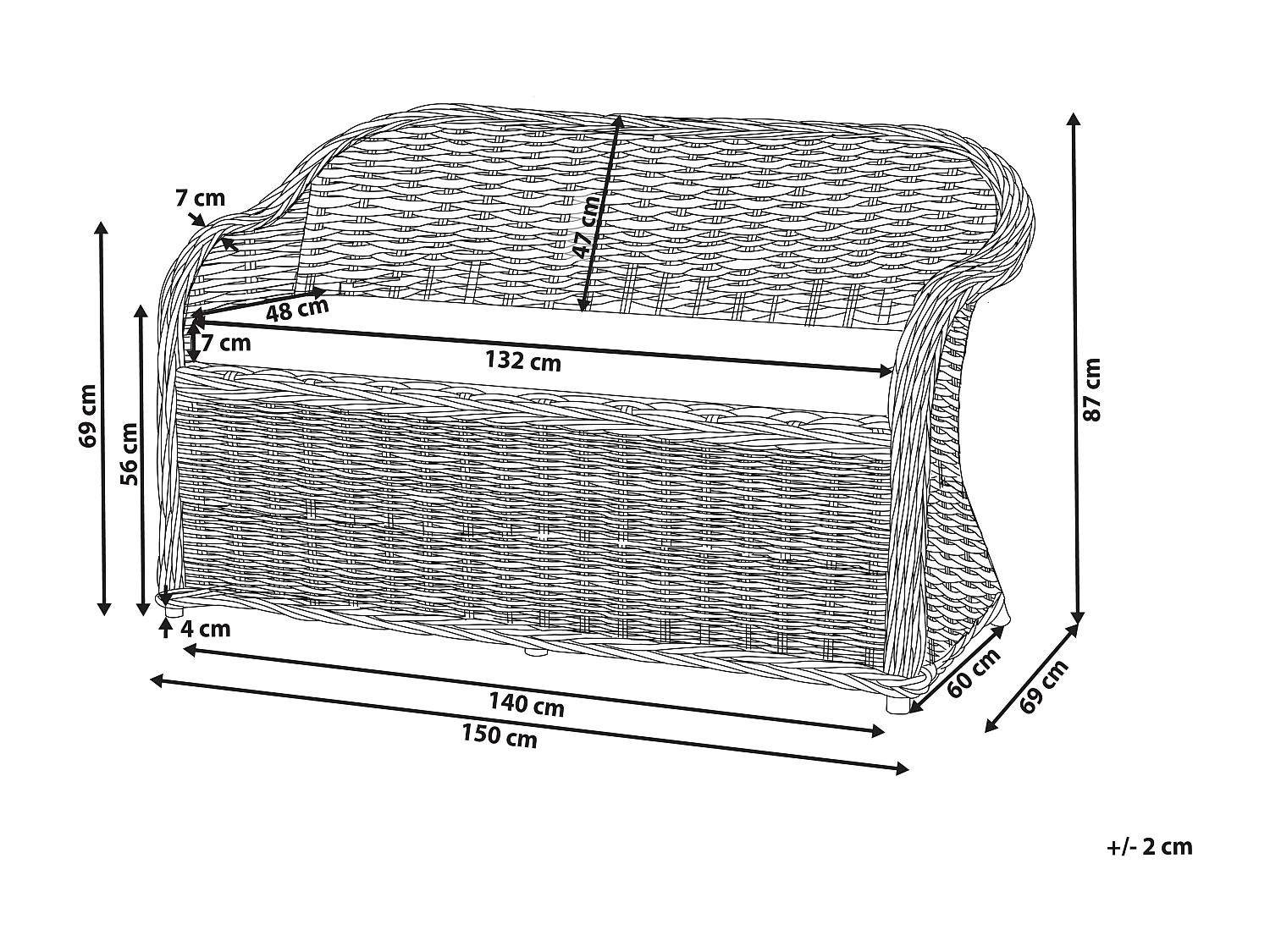 Sofa ogrodowa dla 2 osób SUSUA Rattan Naturalny