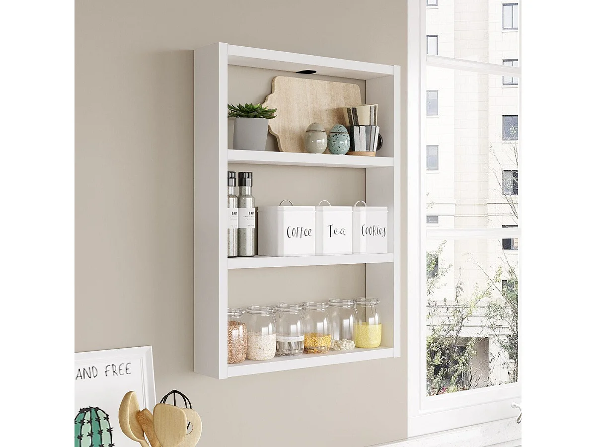 Estantería de pared moderna de 3 niveles Blanca - Práctica para todos los interiores contemporáneos