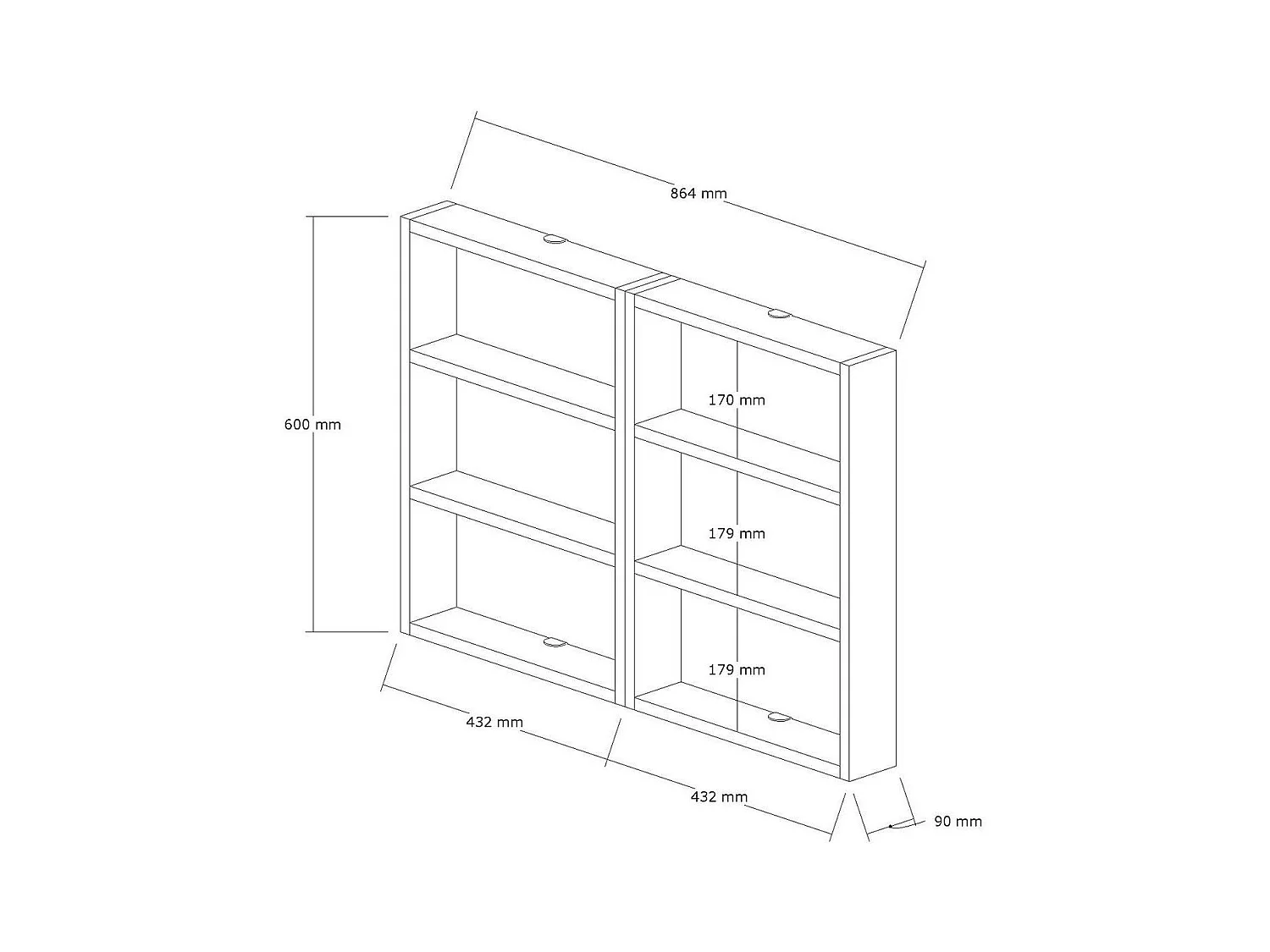 Etagère murale 6 tablettes H60 cm - JOY
