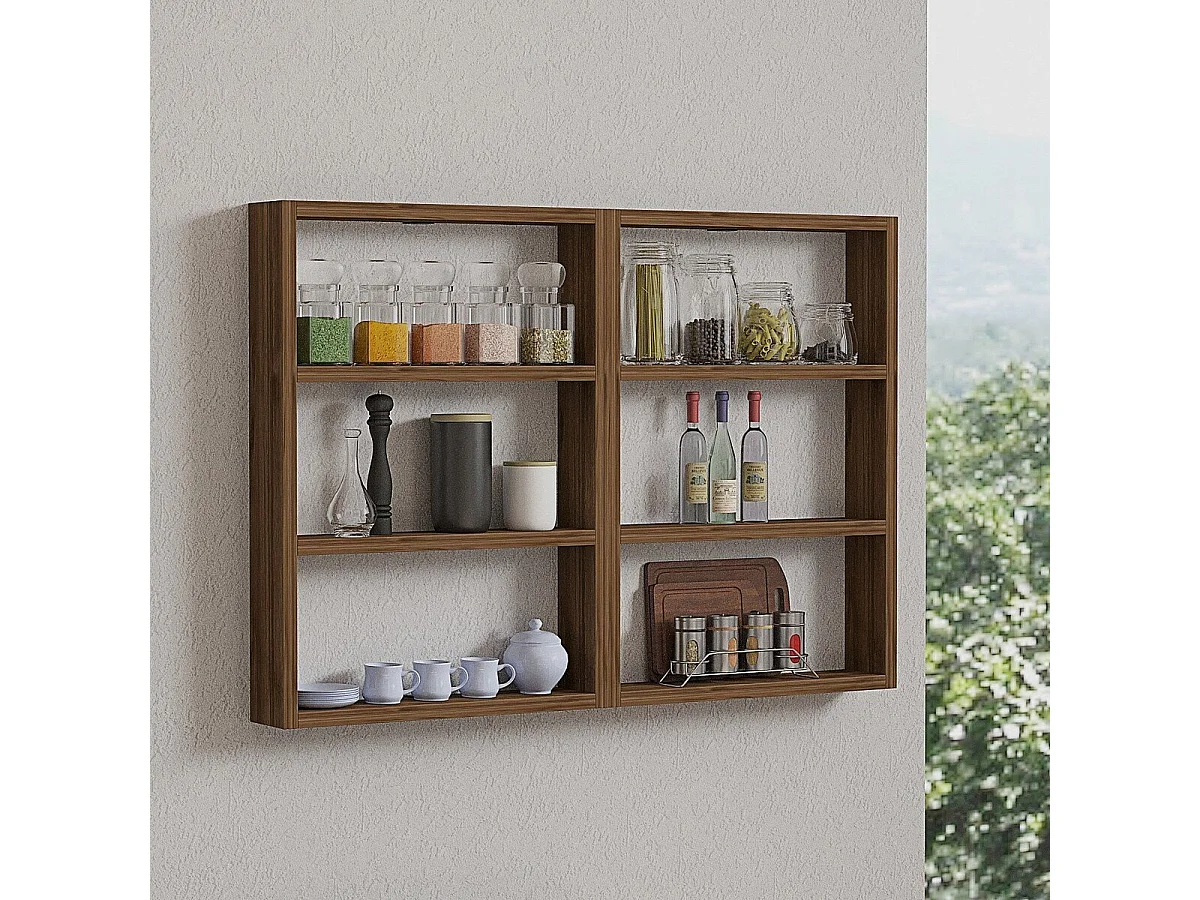 Prateleira de parede design com 6 prateleiras em madeira melaminada H60 cm - JOY