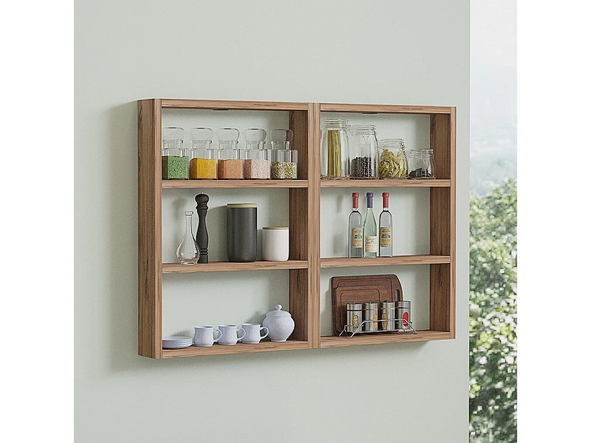 Estante de parede design com 6 prateleiras em madeira melaminada H60 cm - JOY