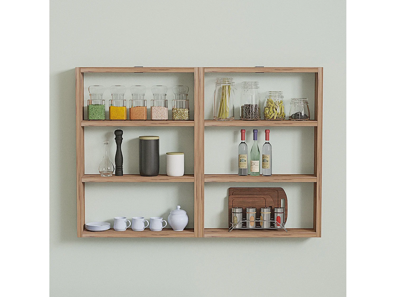 Estante de parede design com 6 prateleiras em madeira melaminada H60 cm - JOY