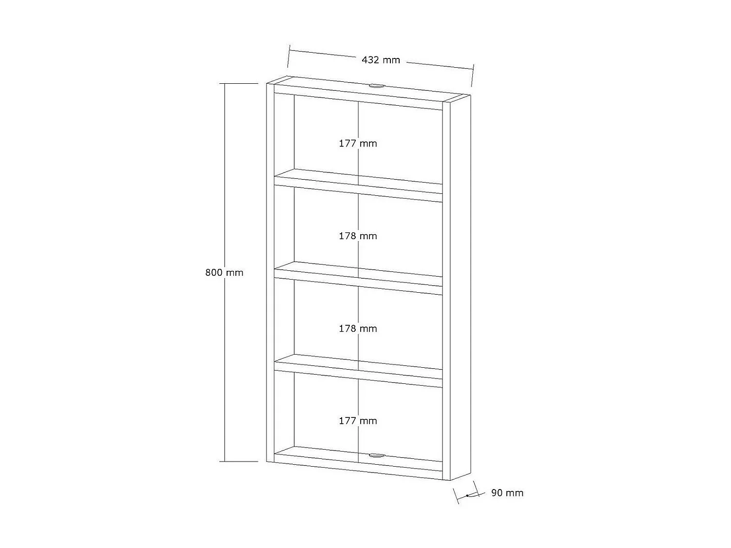 Wandregal mit 4 Ablagen H80 cm - LYA
