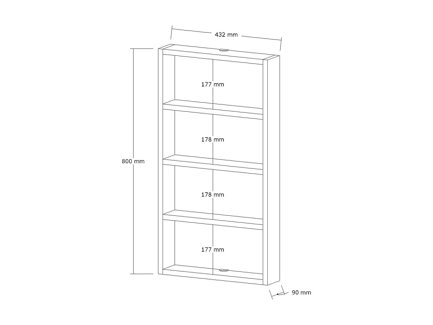 Wandregal mit 4 Ablagen H80 cm - LYA