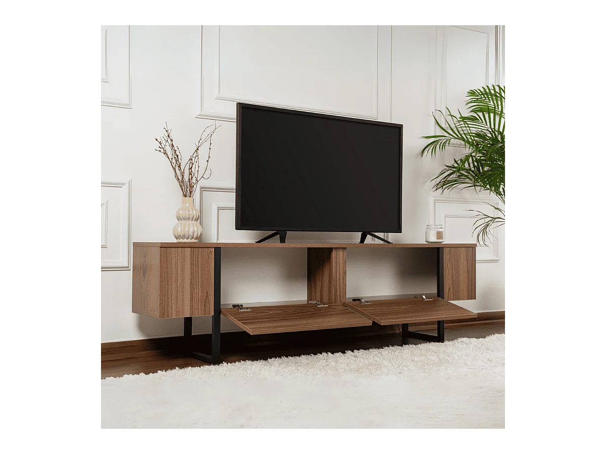 Meuble TV 2 portes abattantes L180 cm - SERENITY