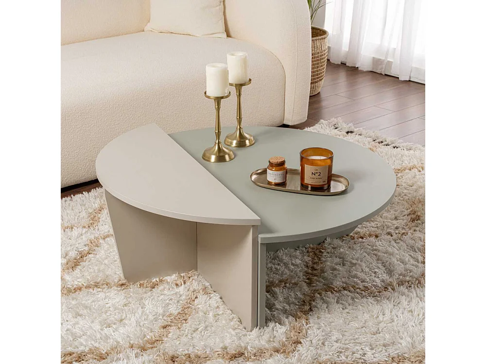 Set aus 2 runden Couchtischen aus melaminbeschichteter Spanplatte L90 cm - ORION