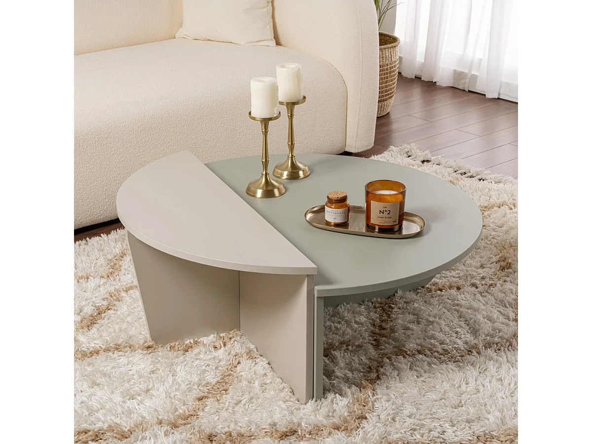 Conjunto de 2 mesas de centro redondas em aglomerado melaminado L90 cm - ORION