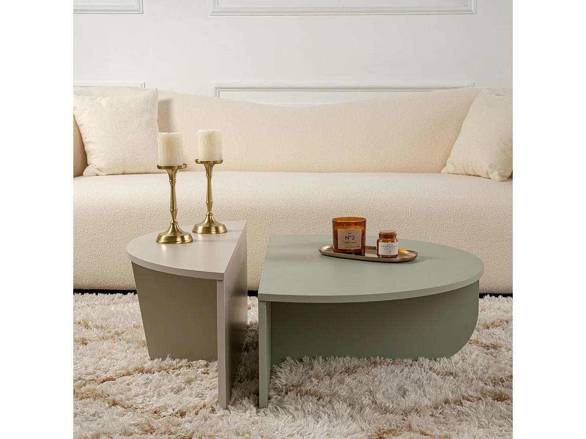 Conjunto de 2 mesas de centro redondas em aglomerado melaminado L90 cm - ORION