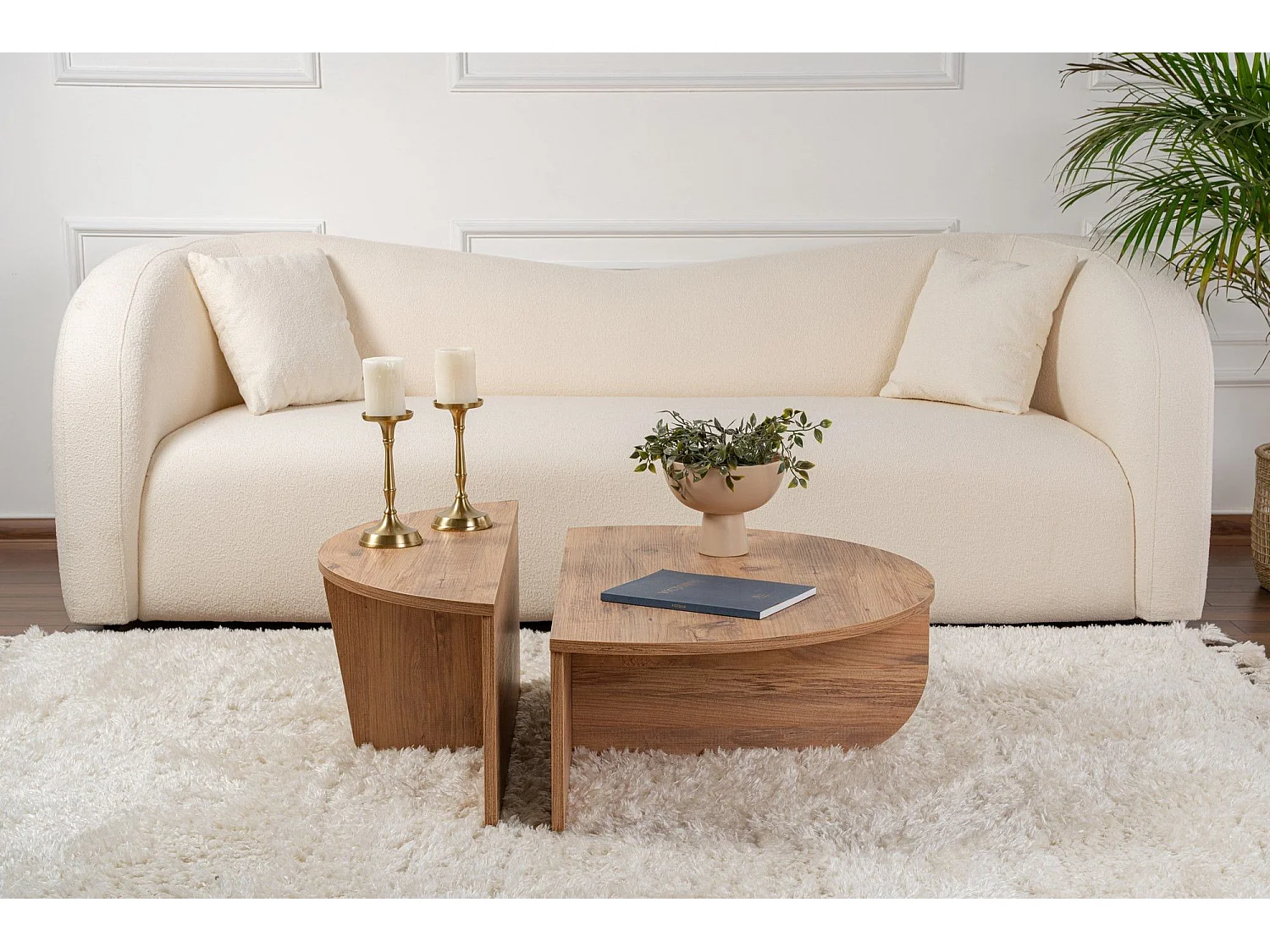 Runder Couchtisch aus Spanplatten Podium, beige oder braun, ohne Aufbewahrung